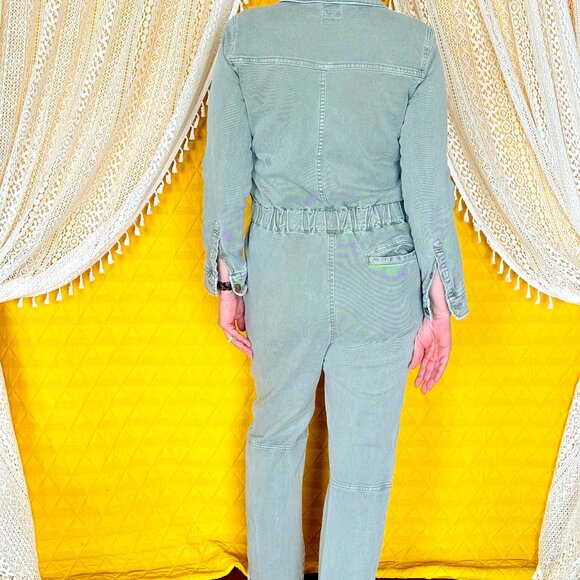 Faherty Overland Twill Utility Jumpsuit Olive Green Straight Leg Size M - Picture 9 of 17